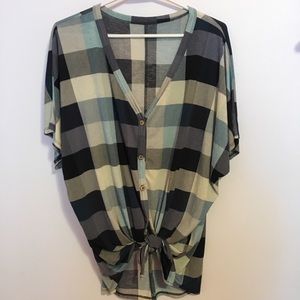 Plaid Tie Front T-shirt